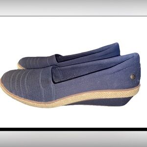 Grasshoppers Ortholite Keds Navy Canvas Slip-On Wedge Comfort Shoes Women’s 8.5